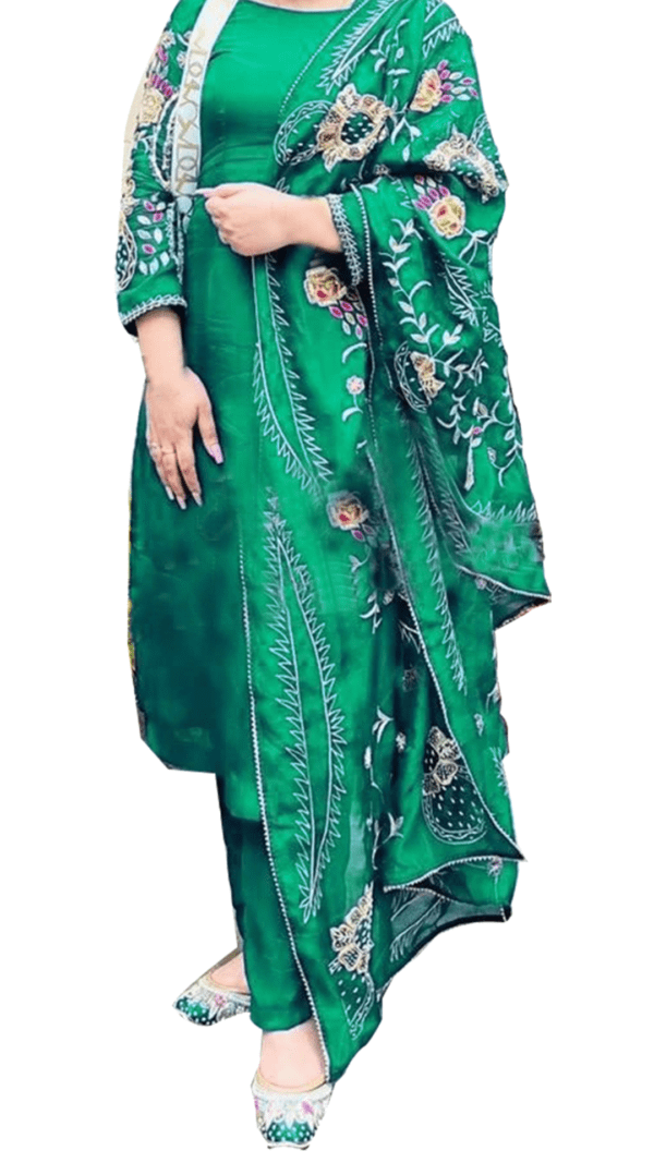 Hand-embroidered Viscose Organza suit and Dupatta set (Party Wear) Unstitched