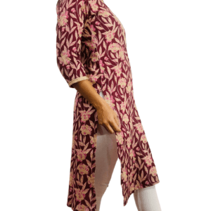Women's  Cotton Floral Print Straight Kurta